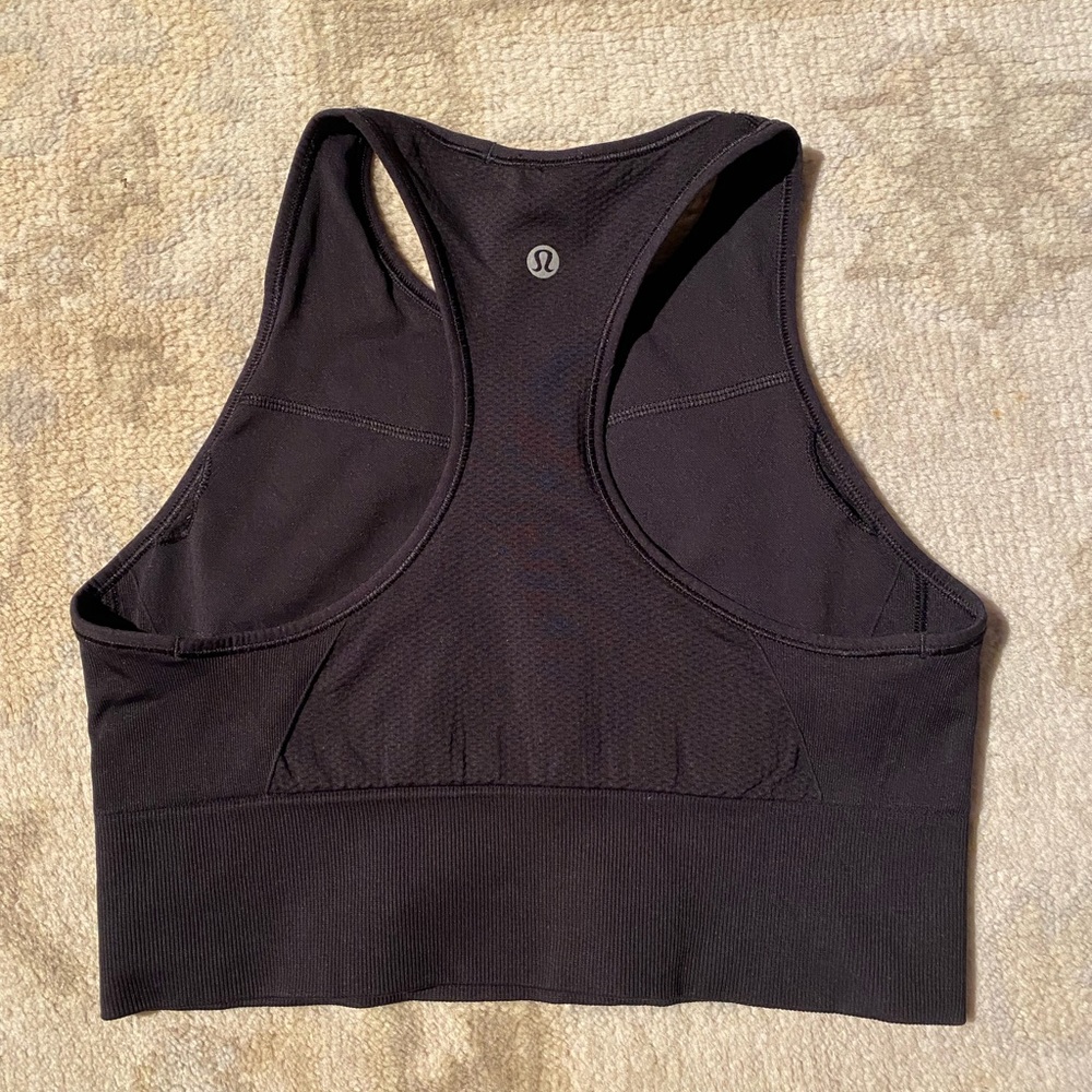 lululemon high neck seamless crop bra tank workout yoga Pilates top steel gray 8